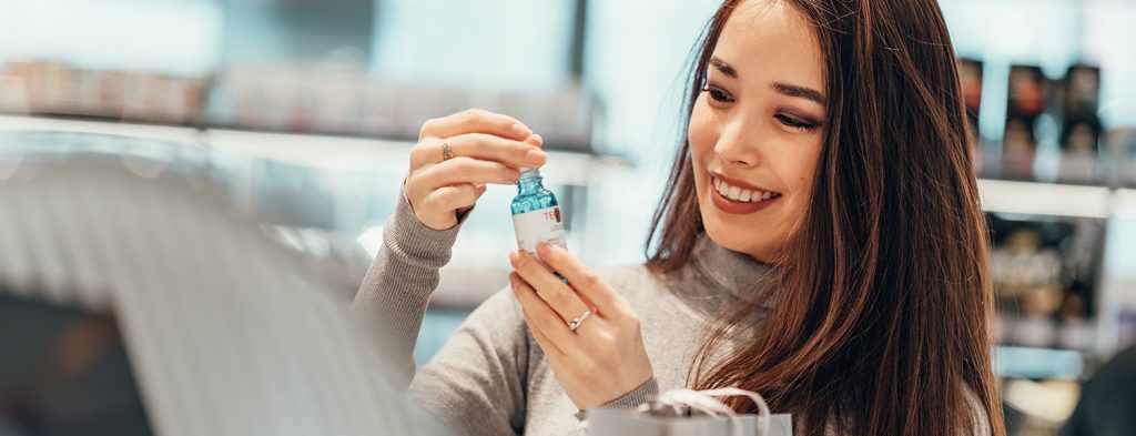 Woman buying serum